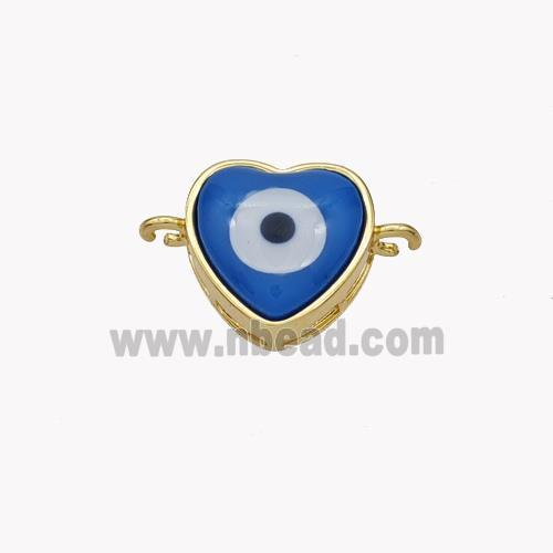 Copper Heart Connector Pave Shell Evil Eye 18K Gold Plated