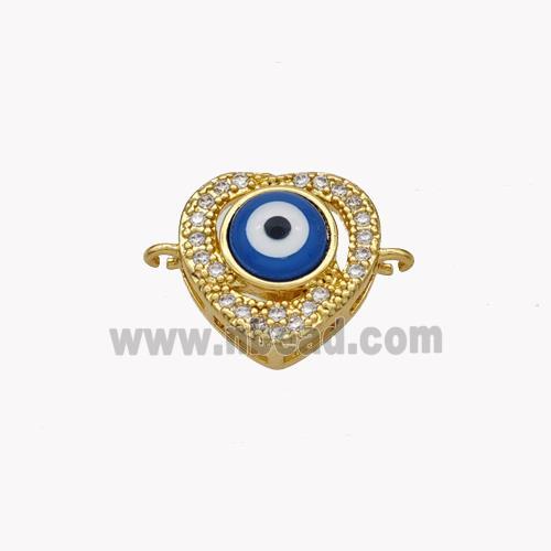 Copper Heart Connector Pave Shell Zirconia Evil Eye 18K Gold Plated