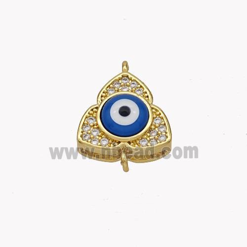 Copper Clover Connector Pave Shell Zirconia Evil Eye 18K Gold Plated