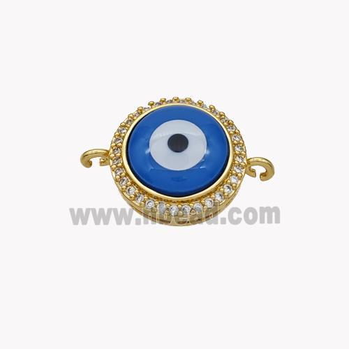 Copper Coin Connector Pave Shell Zirconia Evil Eye 18K Gold Plated