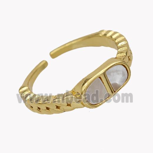 Copper Rings Pave Shell 18K Gold Plated