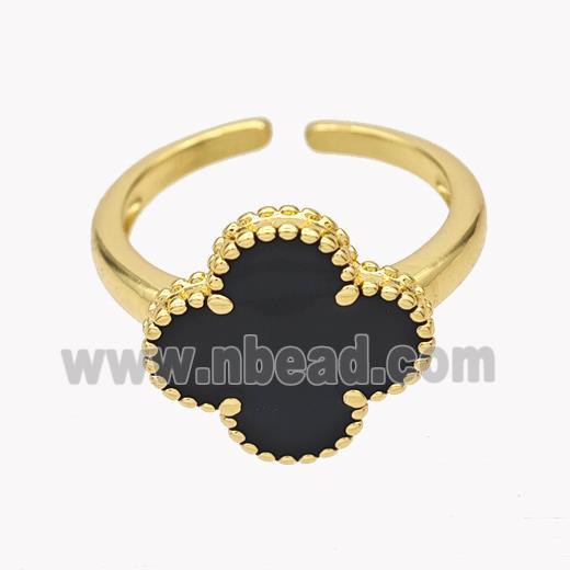 Copper Clover Rings Pave Shell 18K Gold Plated