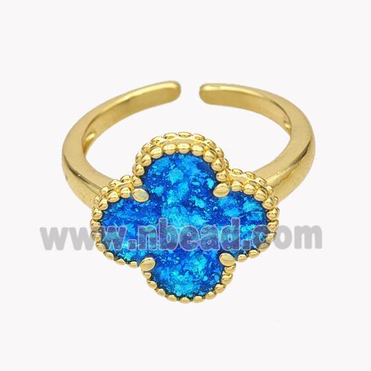 Copper Clover Rings Pave Fire Opal 18K Gold Plated