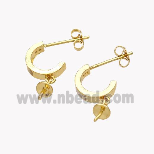 Copper Stud Earrings With Bail 18K Gold Plated