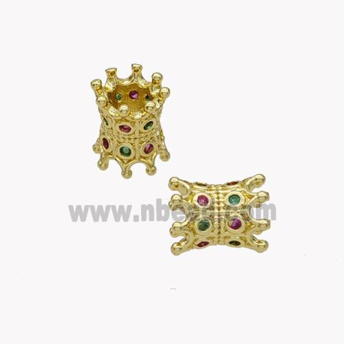 Copper Tube Beads Pave Zirconia Gold Plated