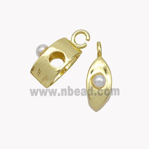 Copper Leaf Bail Pave Pearlized Resin Gold Plated