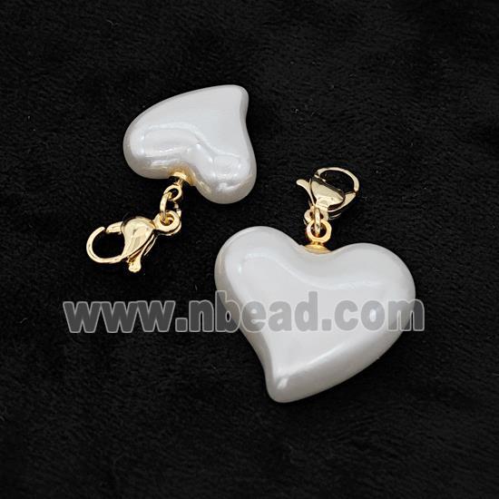 White Pearlized Resin Heart Pendant