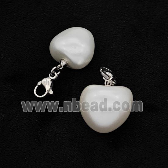 White Pearlized Resin Heart Pendant