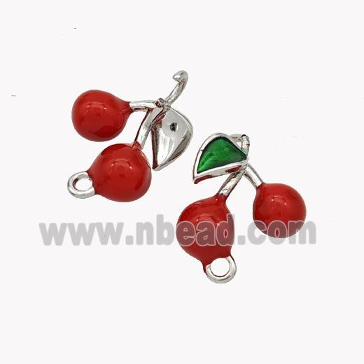 Copper Cherry Connector Red Enamel Platinum Plated