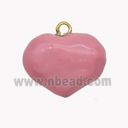 Copper Heart Pendant Pink Enamel Gold Plated