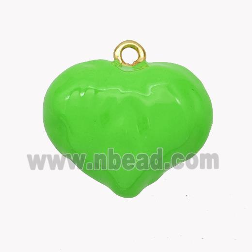 Copper Heart Pendant Green Enamel Gold Plated