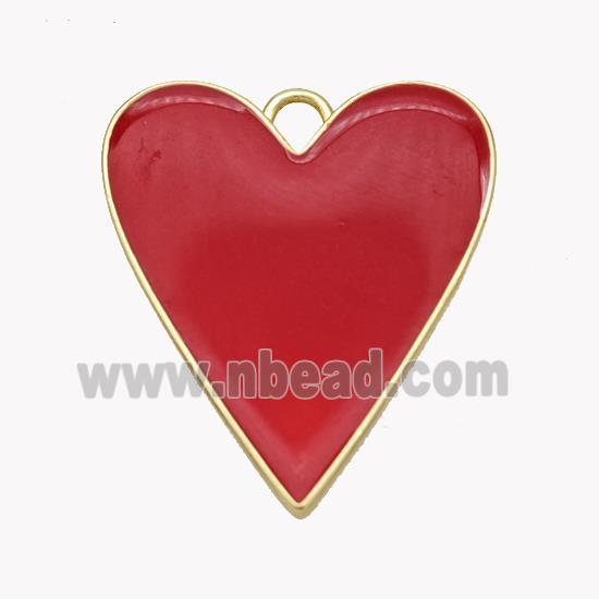 Copper Heart Pendant Red Enamel Gold Plated