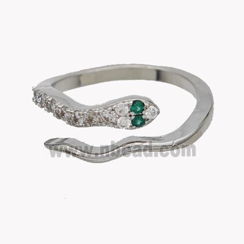 Copper Snake Rings Pave Zirconia Platinum Plated