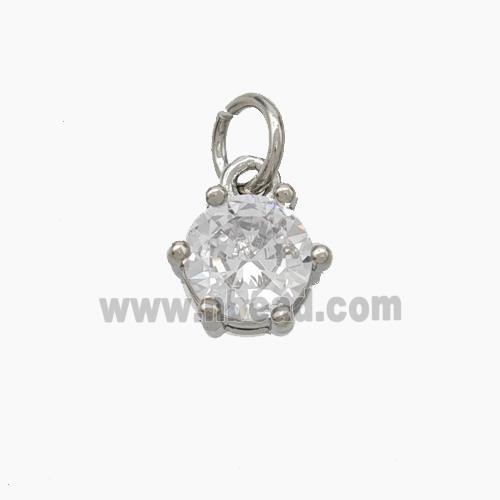 Clear Cubic Zirconia Pendant Copper Platinum Plated