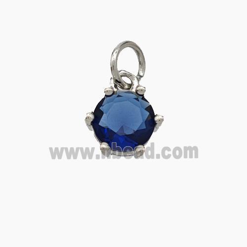 Blue Cubic Zirconia Pendant Copper Platinum Plated