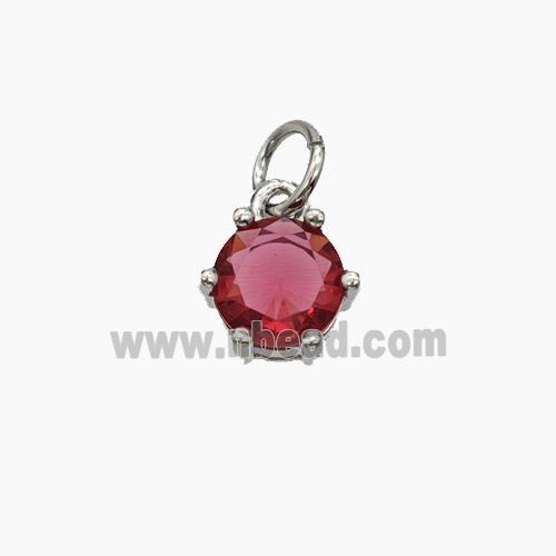 Red Cubic Zirconia Pendant Copper Platinum Plated