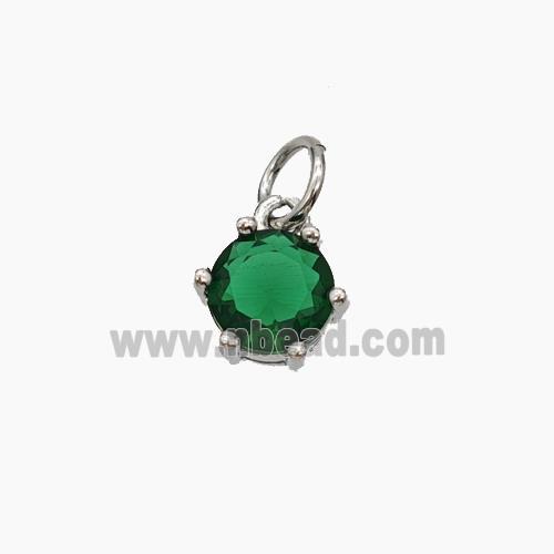 Green Cubic Zirconia Pendant Copper Platinum Plated