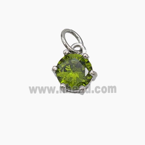 Olive Cubic Zirconia Pendant Copper Platinum Plated