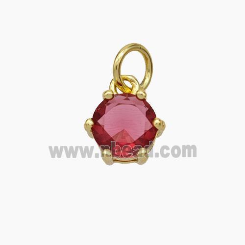 Red Cubic Zirconia Pendant Copper Gold Plated