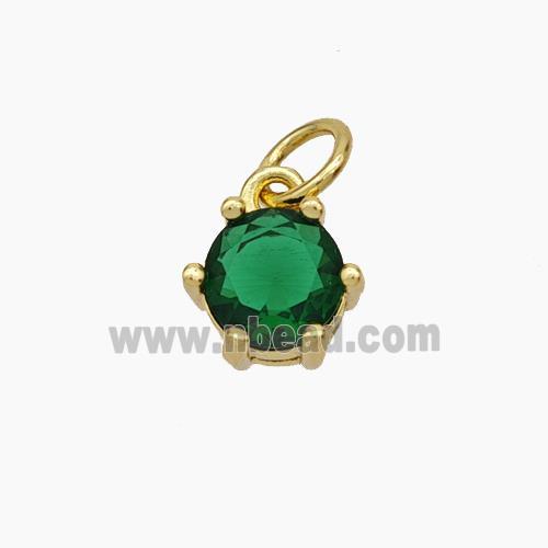 Green Cubic Zirconia Pendant Copper Gold Plated