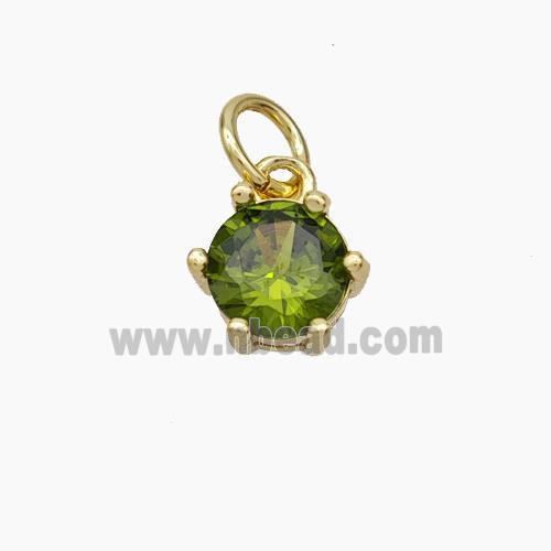 Olive Cubic Zirconia Pendant Copper Gold Plated