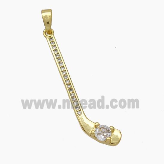 Golf Racket Charms Copper Pendant Pave Zirconia Sports Gold Plated