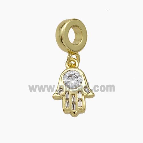 Copper Hand Pendant Pave Zirconia Gold Plated