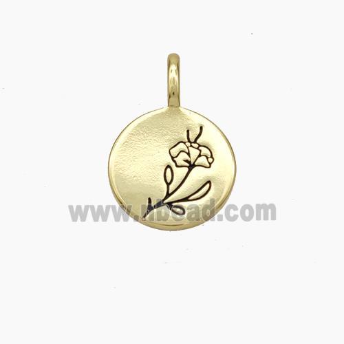 Copper Flower Pendant Enamel Circle Gold Plated