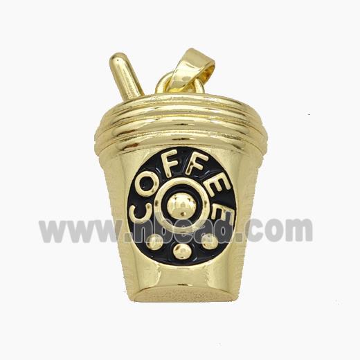 Copper Coffee-Cup Pendant Enamel Gold Plated