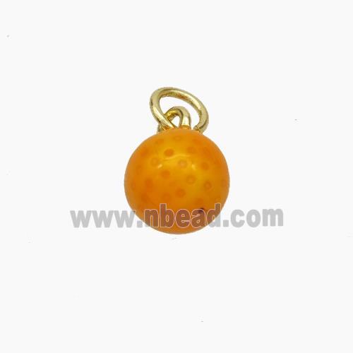 Copper Ball Pendant Orange Painted Gold Plated