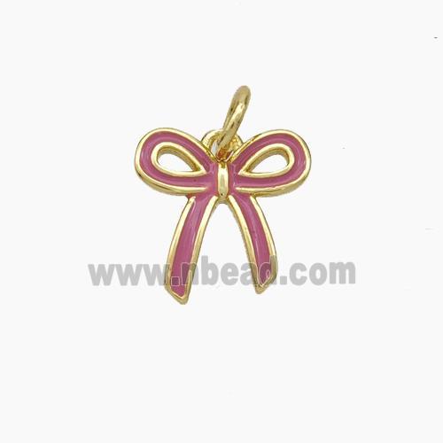 Copper Bowknot Pendant Pink Enamel Gold Plated