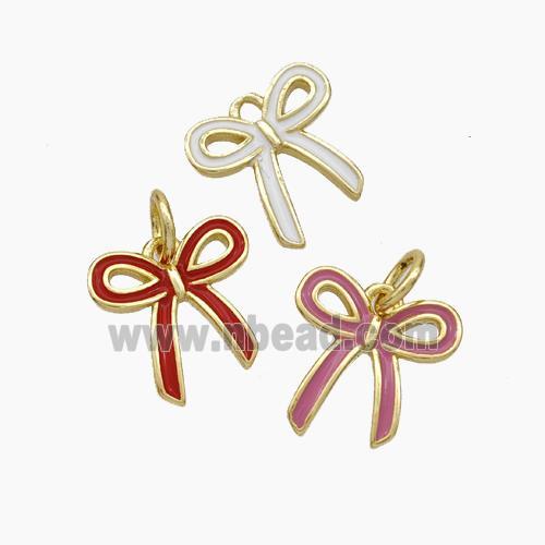 Copper Bowknot Pendant Enamel Gold Plated Mixed