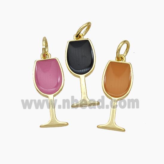 Wine Cup CHarms Copper Pendant Enamel Gold Plated Mixed