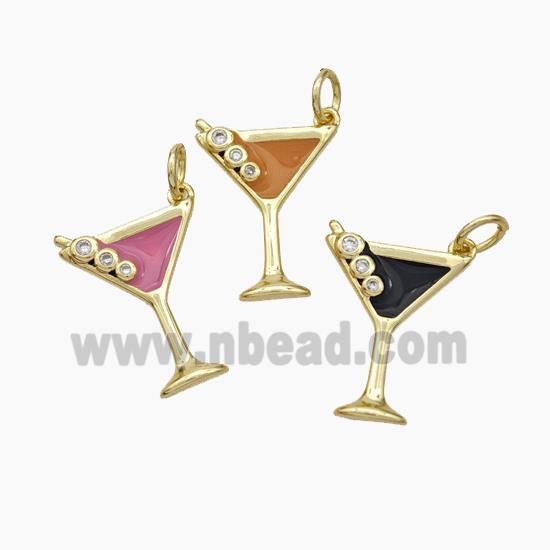 Ice Cream Bottle Drink Cup Charms Copper Pendant Enamel Gold Plated Mixed