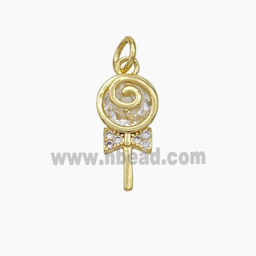 Lollipop Candy Charms Copper Pendant Pave Zirconia Gold Plated