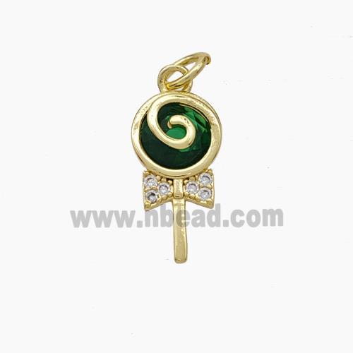 Lollipop Candy Charms Copper Pendant Pave Zirconia Gold Plated