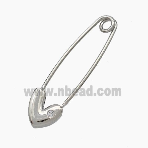 Copper Safety Pin Platinum Plated