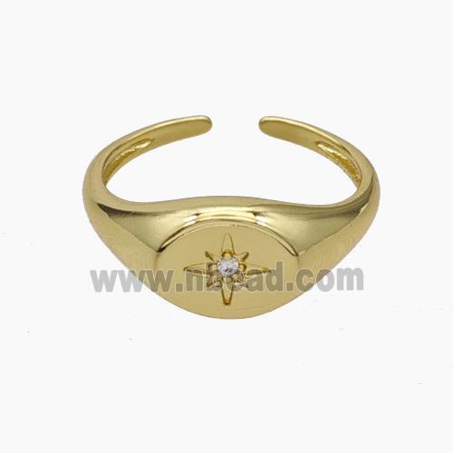 Copper Rings Pave Zirconia Star Gold Plated