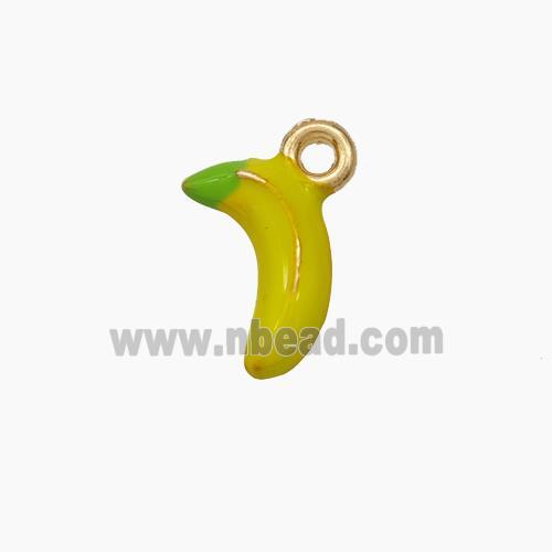 Copper Banana Pendant Yellow Enamel Gold Plated