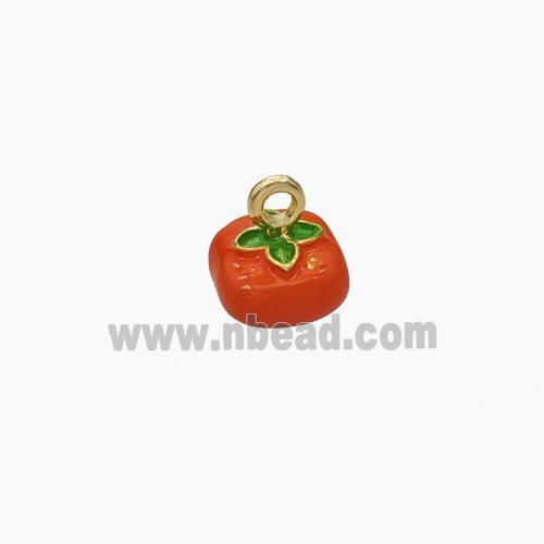 Copper Tomato Pendant Red Enamel Gold Plated