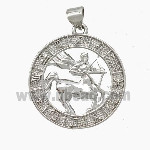 Copper Sagittarius Pendant Zodiac Circle Platinum Plated