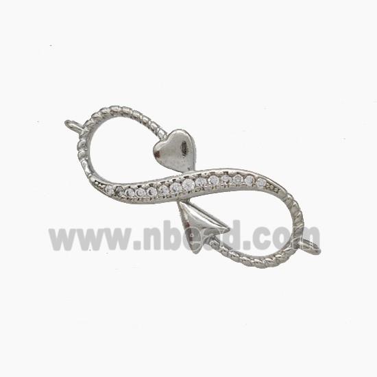 Copper Infinity Connector Pave Zirconia Snake Platinum Plated