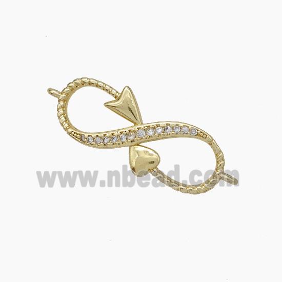 Copper Infinity Connector Pave Zirconia Snake Gold Plated