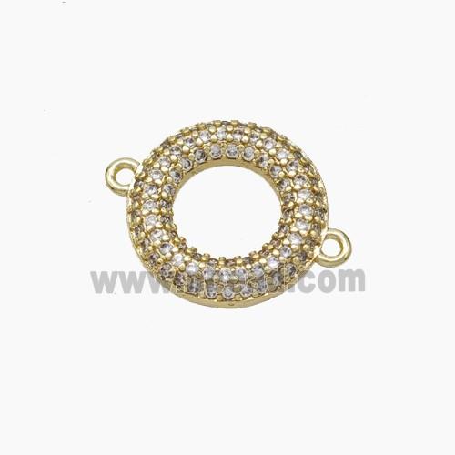 Copper Circle Connector Pave Zirconia Gold Plated