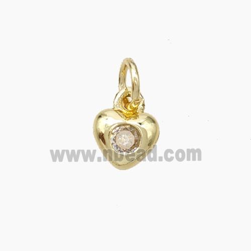 Copper Heart Pendant Pave Zirconia Gold Plated