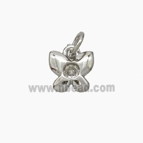 Copper Butterfly Pendant Pave Zirconia Platinum Plated