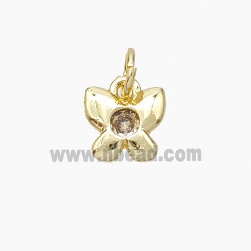 Copper Butterfly Pendant Pave Zirconia Gold Plated