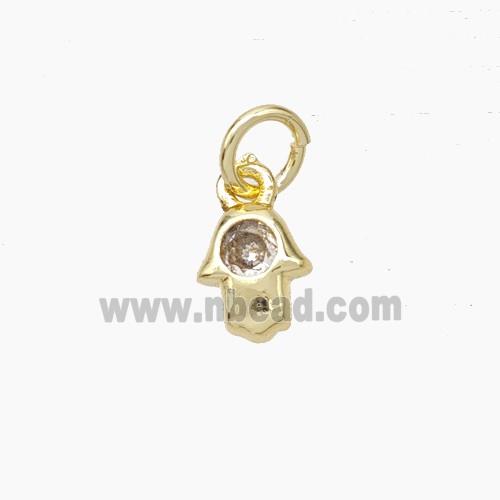 Copper Hamsahand Pendant Pave Zirconia Gold Plated