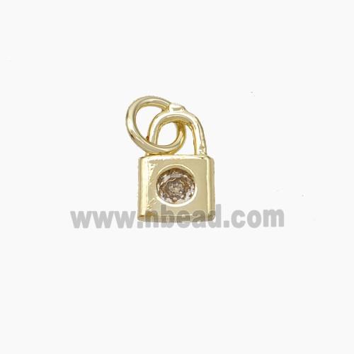 Copper Lock Pendant Pave Zirconia Gold Plated