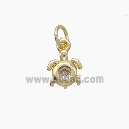 Copper Tortoise Pendant Pave Zirconia Gold Plated